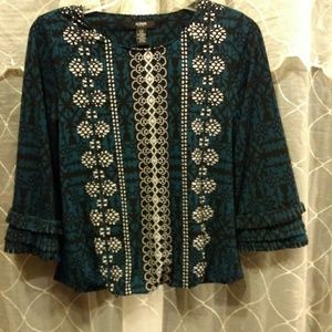 Alfani petite top easy care ruffle stretch VGUC